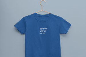 Bad Vibes Minimals Half Sleeves T-Shirt For Girls -KidsFashionVilla