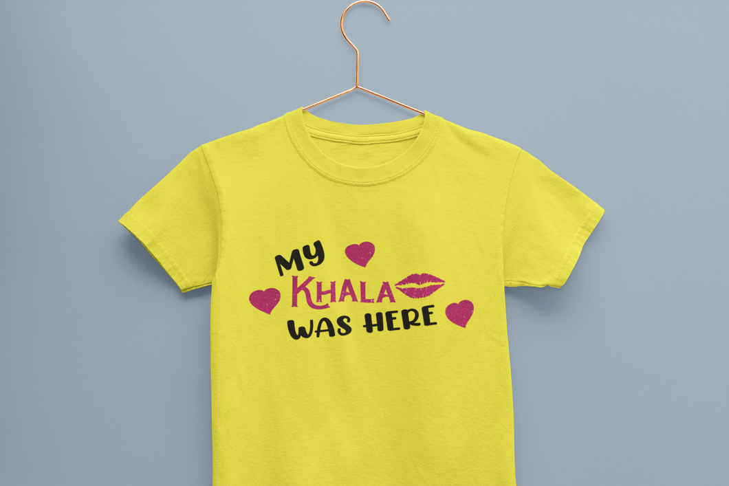Khala Was Here Eid Half Sleeves T-Shirt For Girls -KidsFashionVilla