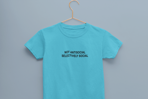 Not Anti Social Minimals Half Sleeves T-Shirt For Girls -KidsFashionVilla