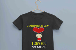 Custom Name I love My Bhaiya So Much Half Sleeves T-Shirt For Girls -KidsFashionVilla