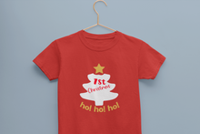 Load image into Gallery viewer, Ho Ho Ho First Christmas Half Sleeves T-Shirt For Girls -KidsFashionVilla

