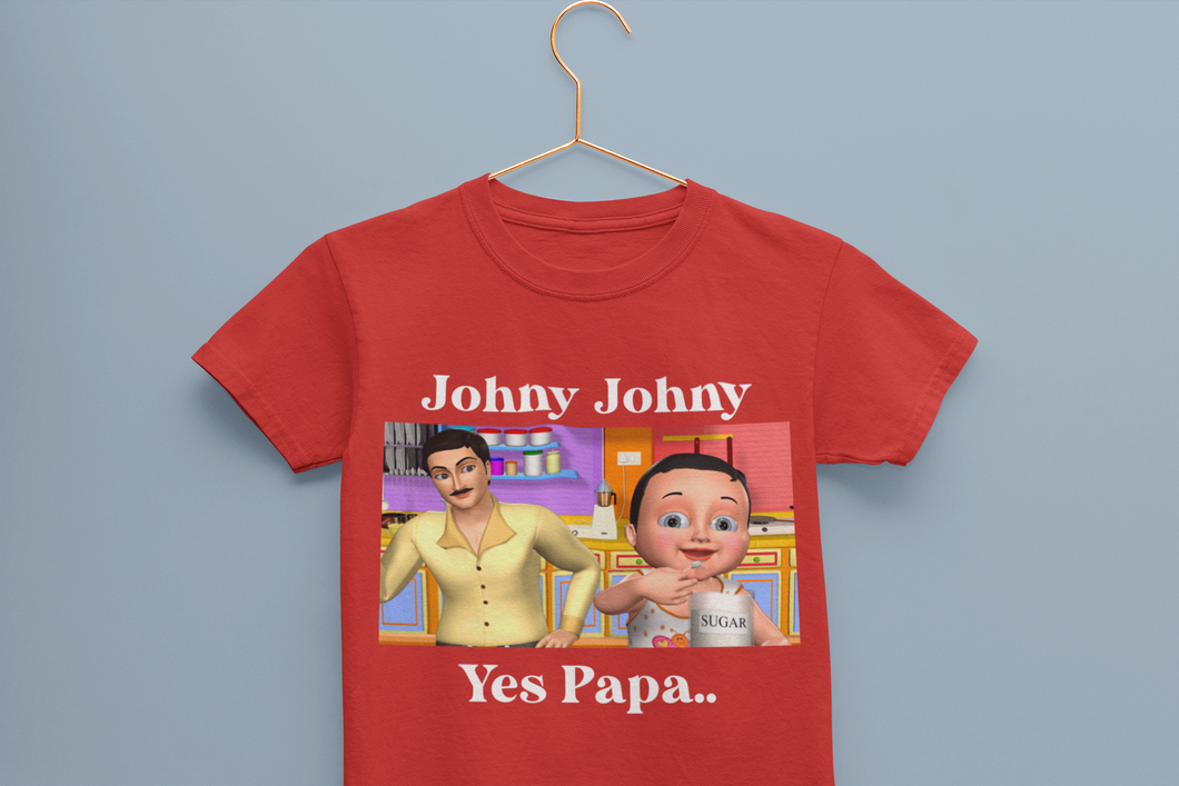 Johny Johny Yes Papa Poem Half Sleeves T-Shirt For Girls -KidsFashionVilla