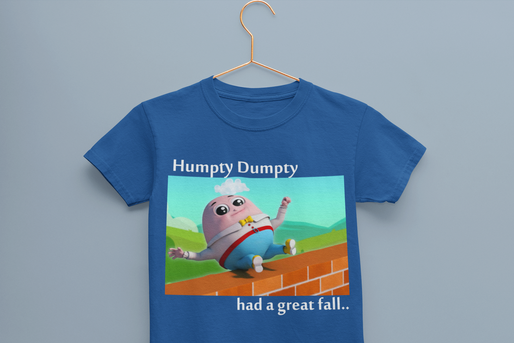 Humpty Dumpty Poem Half Sleeves T-Shirt For Girls -KidsFashionVilla