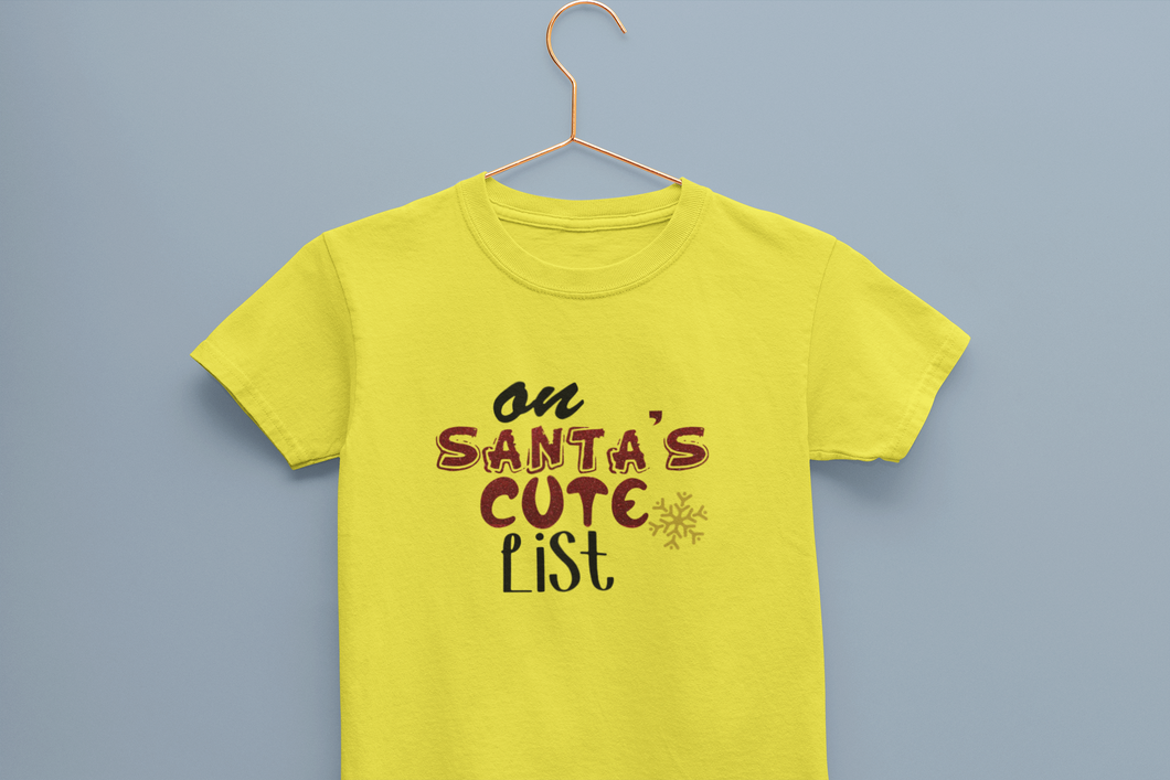 On Santa Cute List Christmas Half Sleeves T-Shirt for Boy-KidsFashionVilla