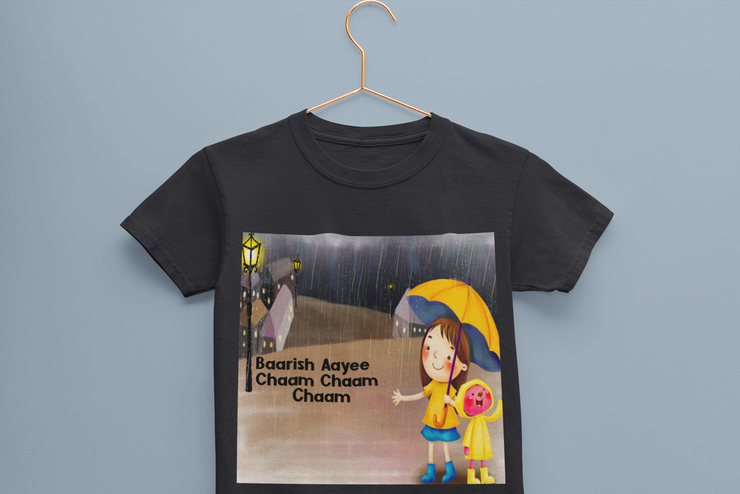 Barish Aayi Cham Cham Poem Half Sleeves T-Shirt for Boy-KidsFashionVilla