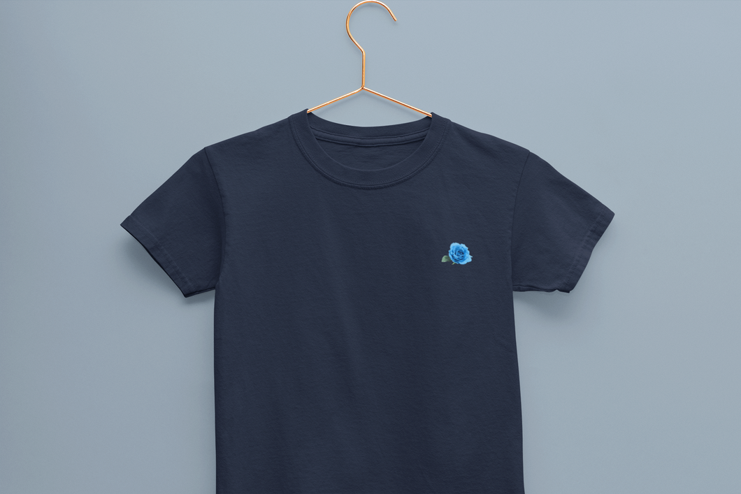 Blue Rose Minimals Half Sleeves T-Shirt for Boy-KidsFashionVilla
