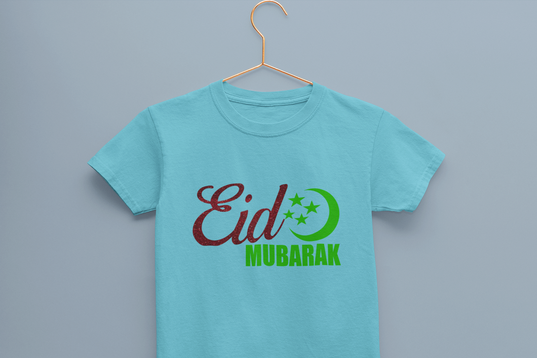 Eid Mubarak Half Sleeves T-Shirt For Girls -KidsFashionVilla