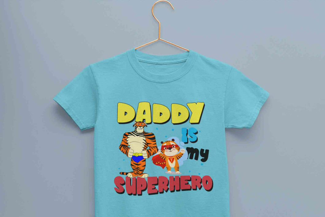 Superhero Dad Cartoon Half Sleeves T-Shirt for Boy-KidsFashionVilla