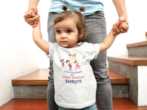 Custom Name Kai Po Che Makar Sankranti Half Sleeves T-Shirt For Girls -KidsFashionVilla