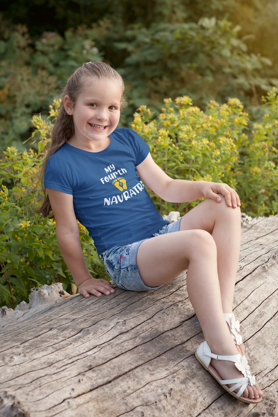My Fourth Navratri Half Sleeves T-Shirt For Girls -KidsFashionVilla