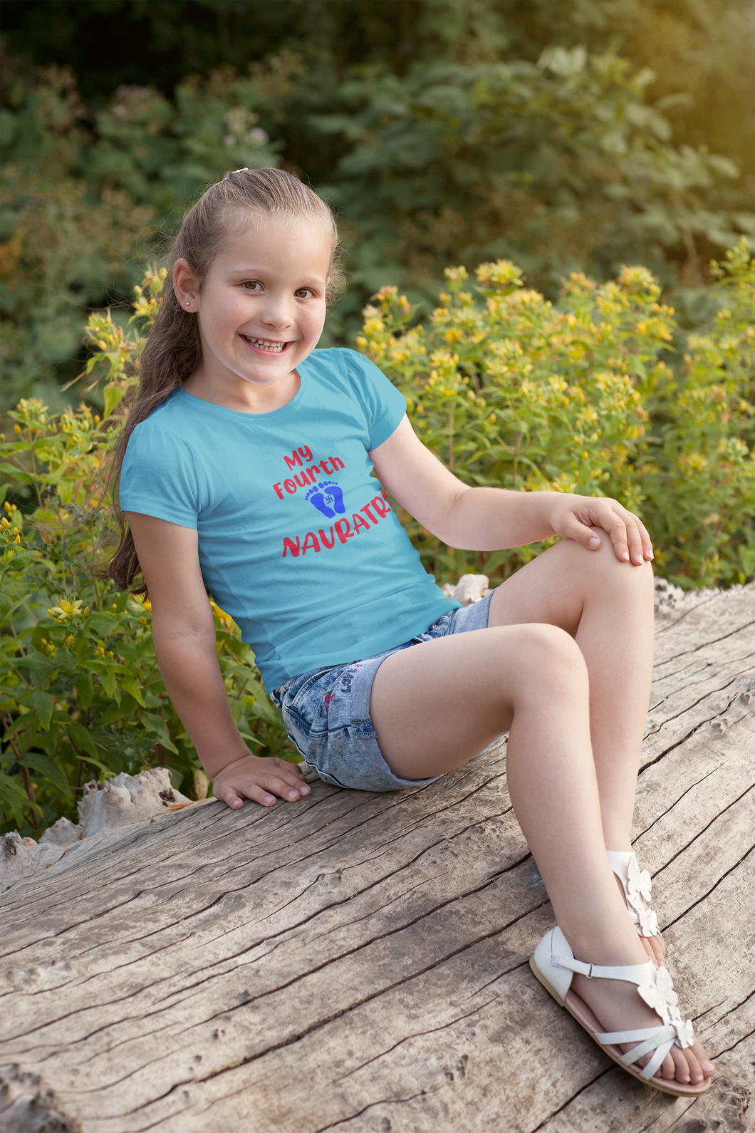 My Fourth Navratri Half Sleeves T-Shirt For Girls -KidsFashionVilla