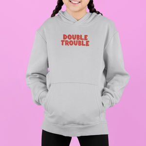 Double Trouble Twins Sisters Kids Matching Hoodies -KidsFashionVilla