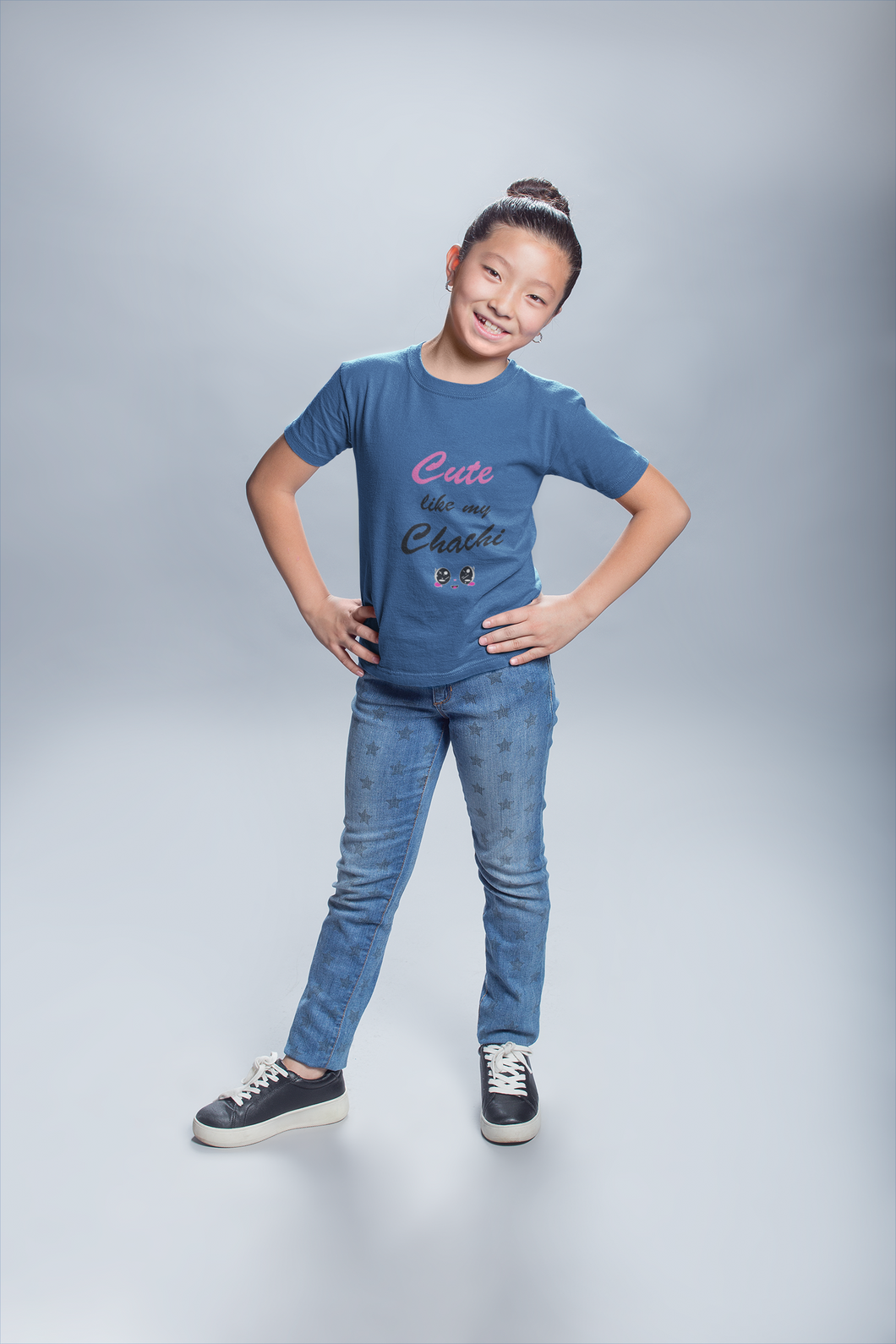 Cute Like My Chachi Half Sleeves T-Shirt For Girls -KidsFashionVilla