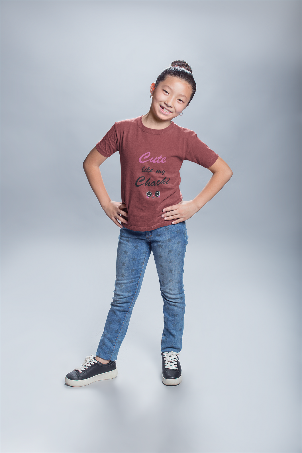 Cute Like My Chachi Half Sleeves T-Shirt For Girls -KidsFashionVilla