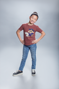 Cute Cartoon Half Sleeves T-Shirt For Girls -KidsFashionVilla