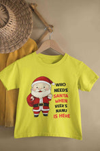 Load image into Gallery viewer, Customized Name Santa Nanu Is Here Christmas Half Sleeves T-Shirt for Boy-KidsFashionVilla
