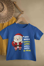 Load image into Gallery viewer, Customized Name Santa Dadu Is Here Christmas Half Sleeves T-Shirt for Boy-KidsFashionVilla
