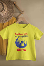 Load image into Gallery viewer, Custom Name Cant Keep Calm My First Eid Half Sleeves T-Shirt For Girls -KidsFashionVilla
