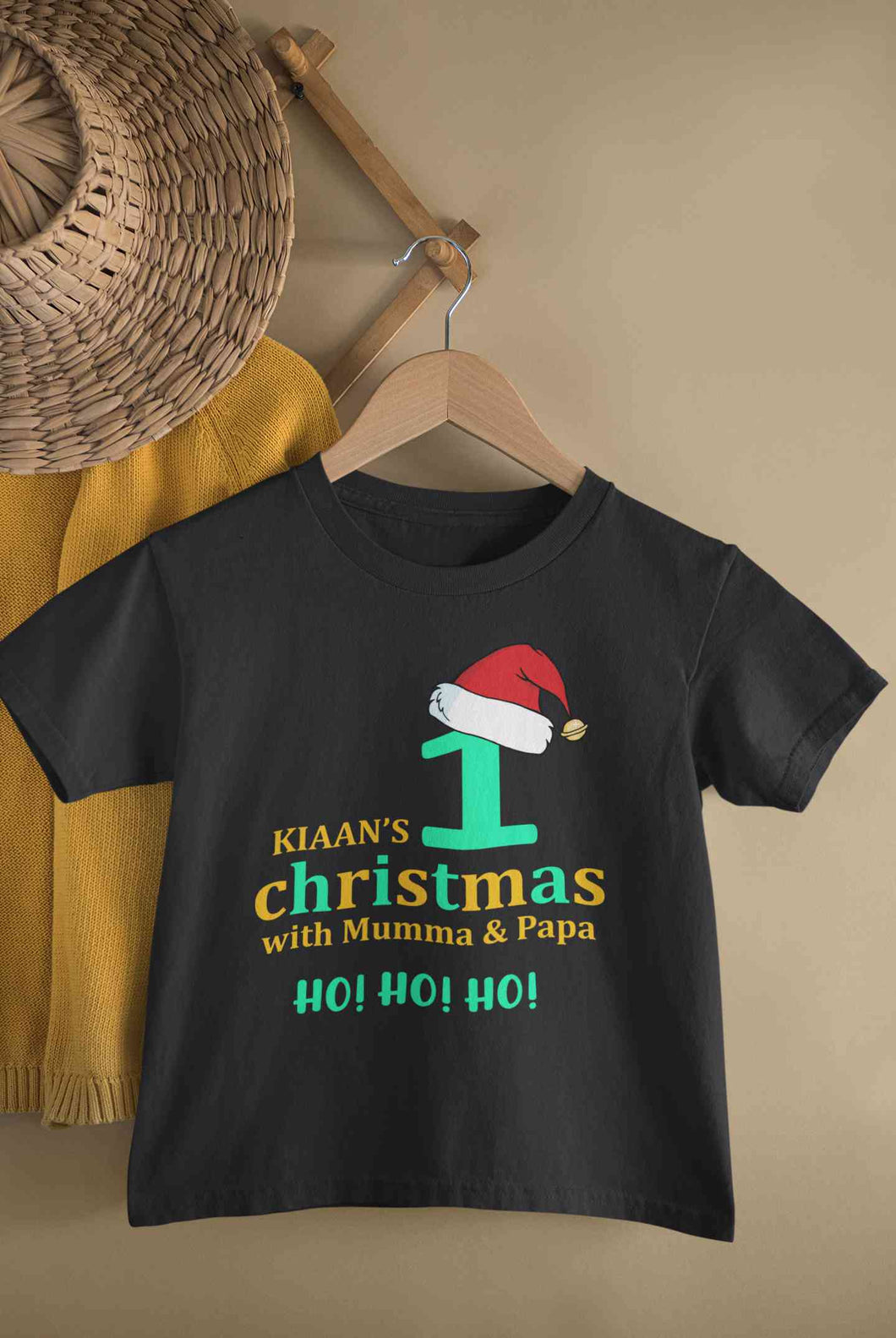 Customized Name 1st Christmas With Mumma & Papa Half Sleeves T-Shirt for Boy-KidsFashionVilla