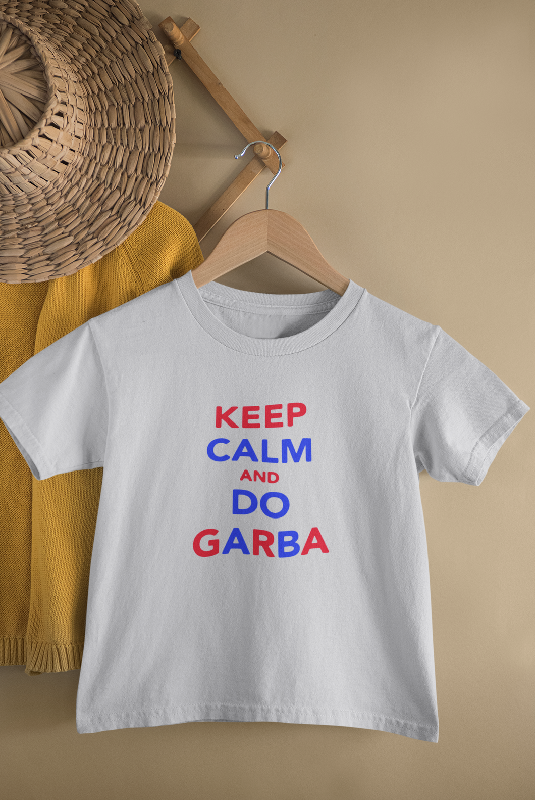 Keep Clam And Do Garba Half Sleeves T-Shirt For Girls -KidsFashionVilla