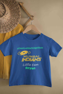 Custom Name IPL MI Mumbai Indians Duniya Hila Denge Hum Boy Half Sleeves T-Shirt for Boy-KidsFashionVilla