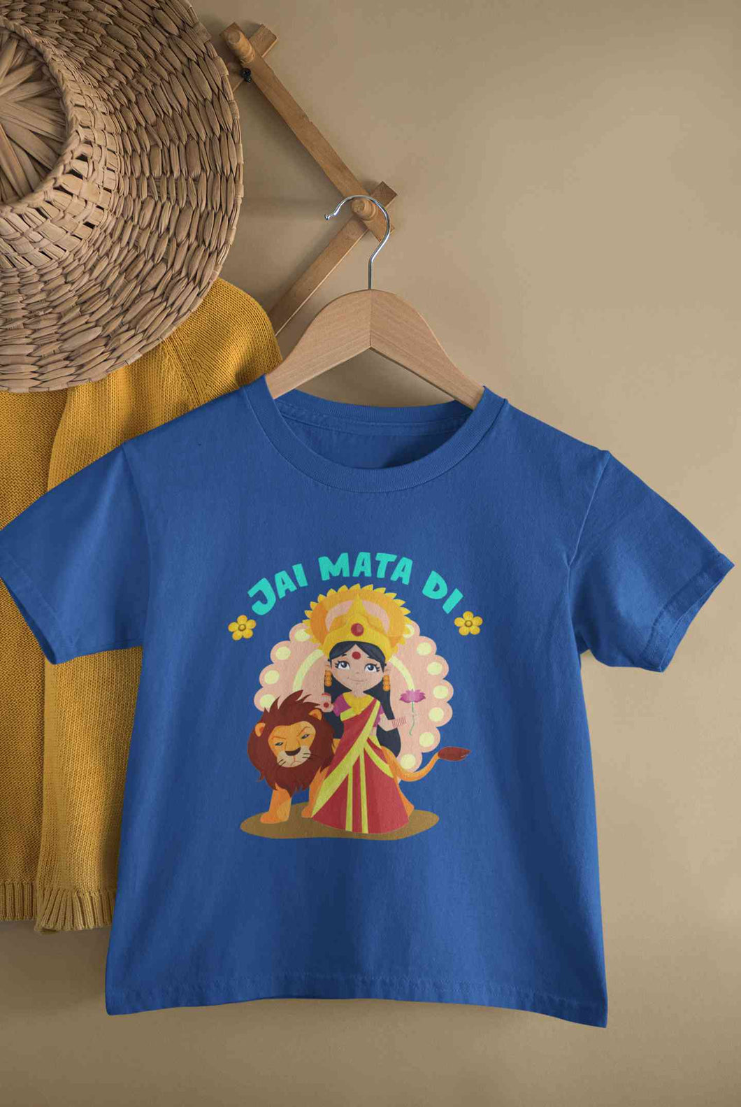 Jai Mata Di Navratri Half Sleeves T-Shirt For Girls -KidsFashionVilla