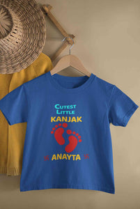 Custom Name Cutest Little Kanjak Navratri Half Sleeves T-Shirt For Girls -KidsFashionVilla