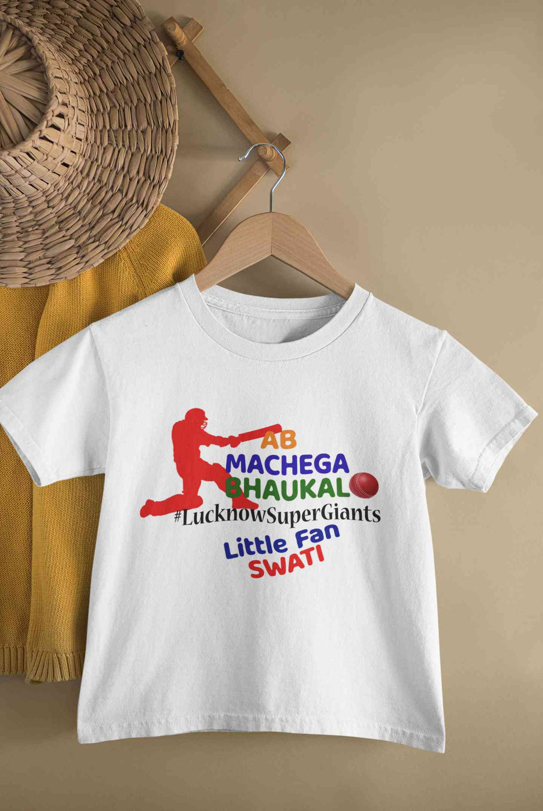 Custom Name IPL LSG LucknowSuperGiants Half Sleeves T-Shirt For Girls -KidsFashionVilla