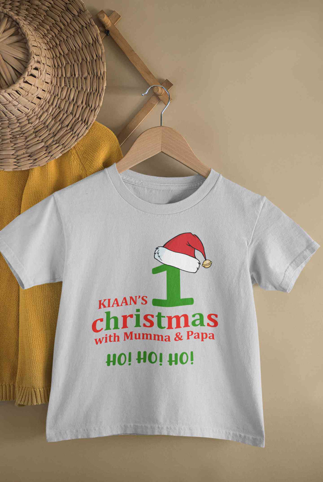 Customized Name 1st Christmas With Mumma & Papa Half Sleeves T-Shirt for Boy-KidsFashionVilla