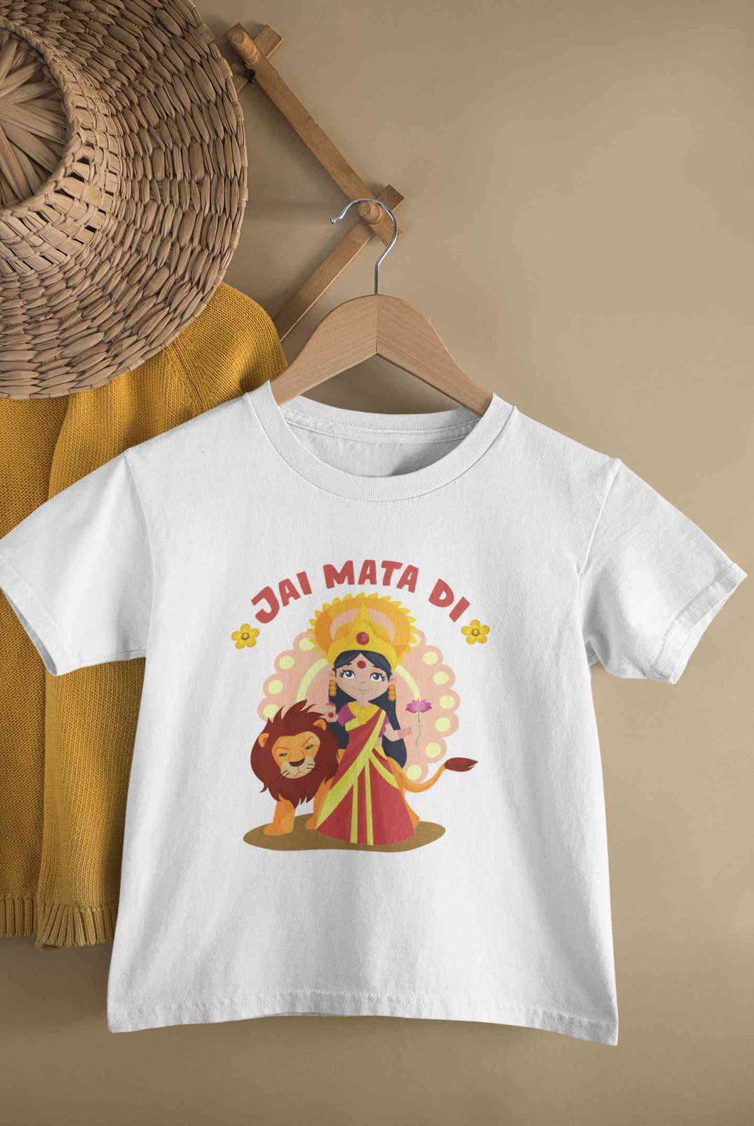 Jai Mata Di Navratri Half Sleeves T-Shirt For Girls -KidsFashionVilla