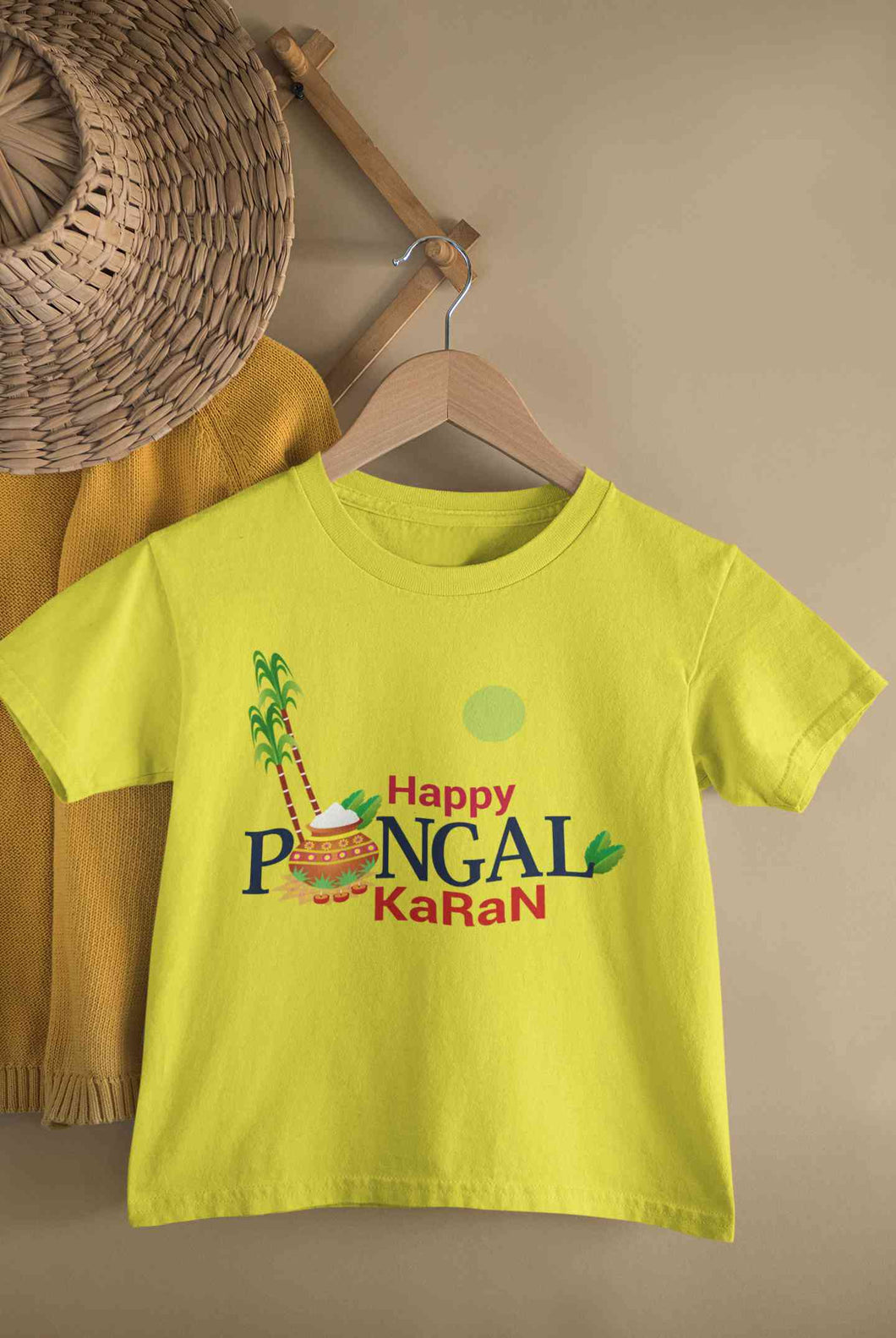 Custom Name Happy Pongal Half Sleeves T-Shirt for Boy-KidsFashionVilla