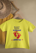 Load image into Gallery viewer, Custom Name Cutest Little Kanjak Navratri Half Sleeves T-Shirt For Girls -KidsFashionVilla
