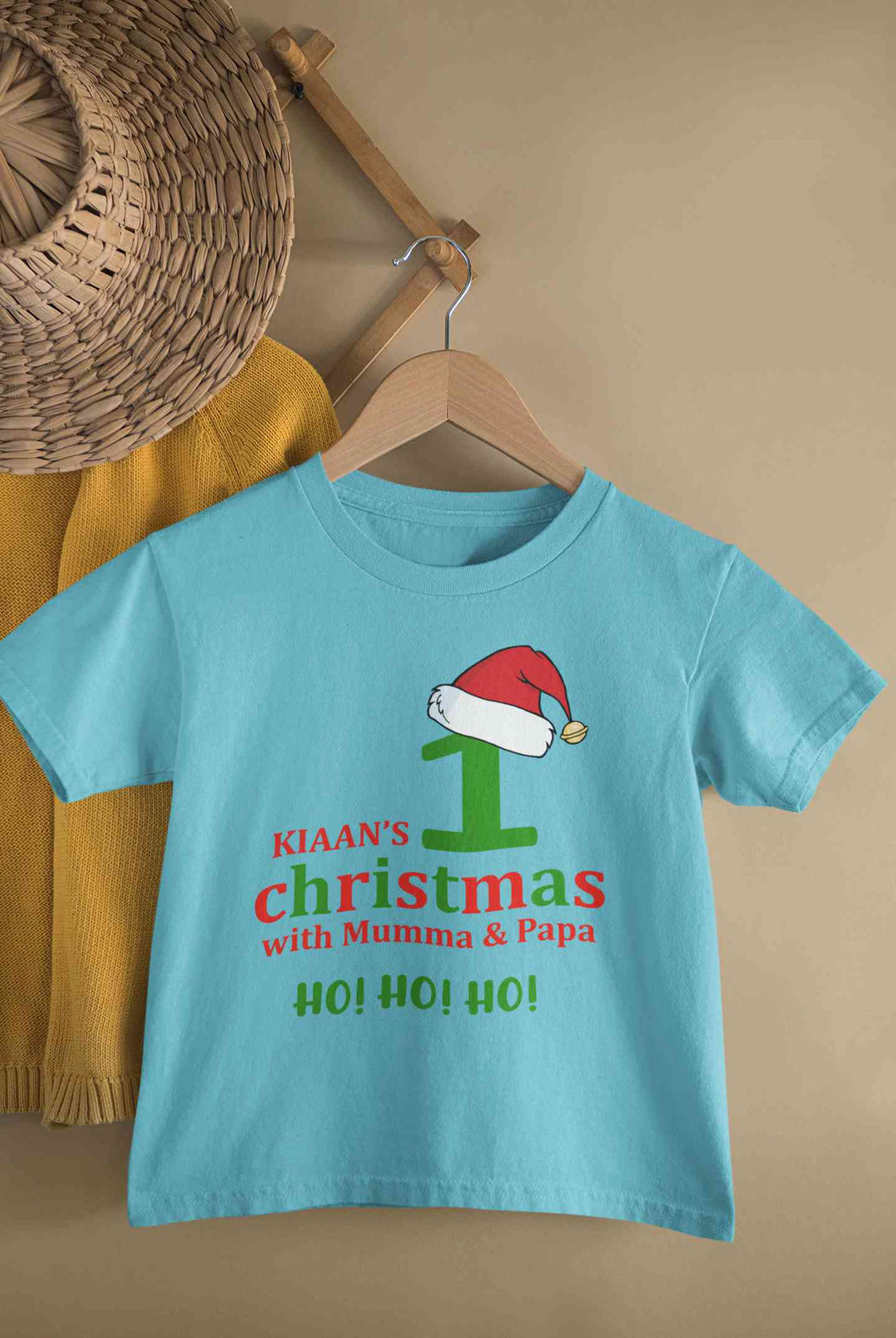 Customized Name 1st Christmas With Mumma & Papa Half Sleeves T-Shirt for Boy-KidsFashionVilla