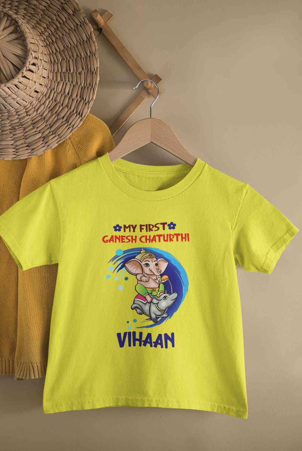 My First Ganesh Chaturthi Half Sleeves T-Shirt for Boy-KidsFashionVilla