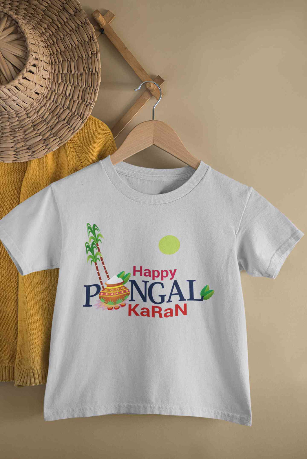 Custom Name Happy Pongal Half Sleeves T-Shirt for Boy-KidsFashionVilla