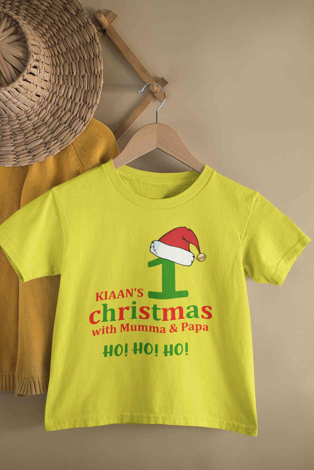 Customized Name 1st Christmas With Mumma & Papa Half Sleeves T-Shirt for Boy-KidsFashionVilla