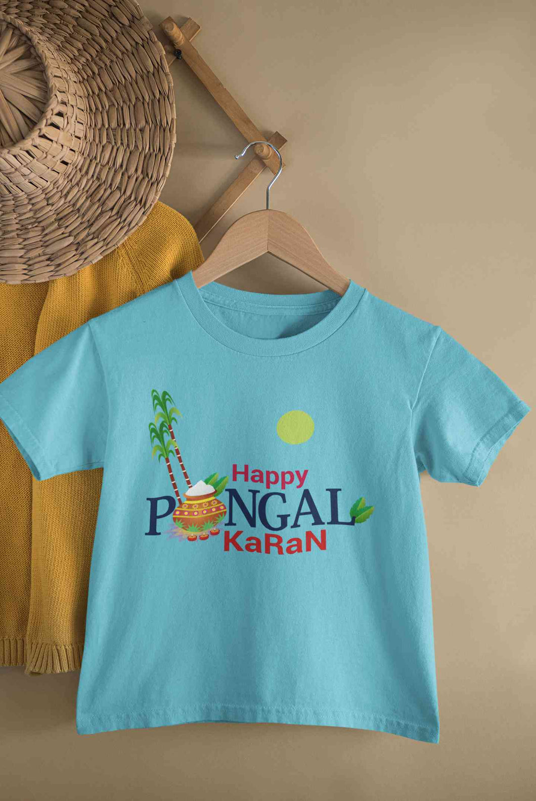 Custom Name Happy Pongal Half Sleeves T-Shirt for Boy-KidsFashionVilla