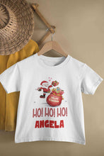 Load image into Gallery viewer, Customized Name Ho! Ho! Ho! Christmas Half Sleeves T-Shirt For Girls -KidsFashionVilla
