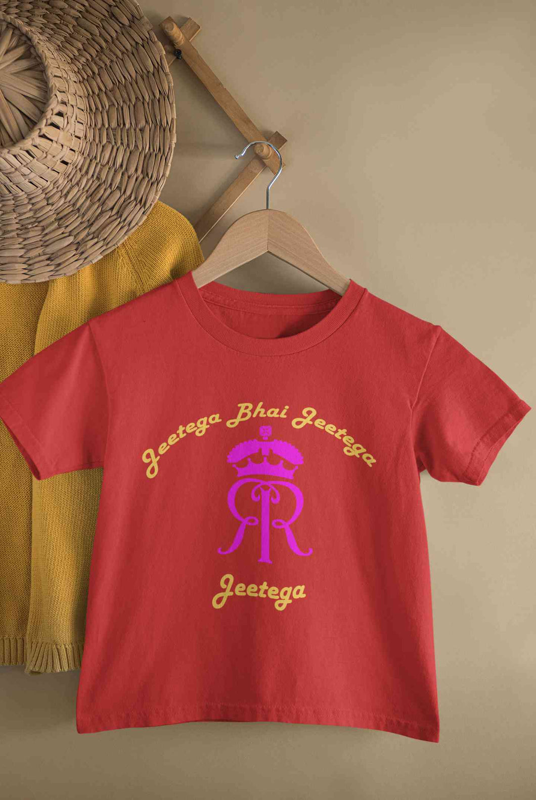 IPL Rajasthan Royals Jeetega Bhai Jeetega RR Jeetega Half Sleeves T-Shirt For Girls -KidsFashionVilla