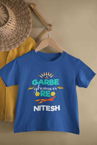 Custom Name Garbe Ghumva Re Navratri Half Sleeves T-Shirt for Boy-KidsFashionVilla