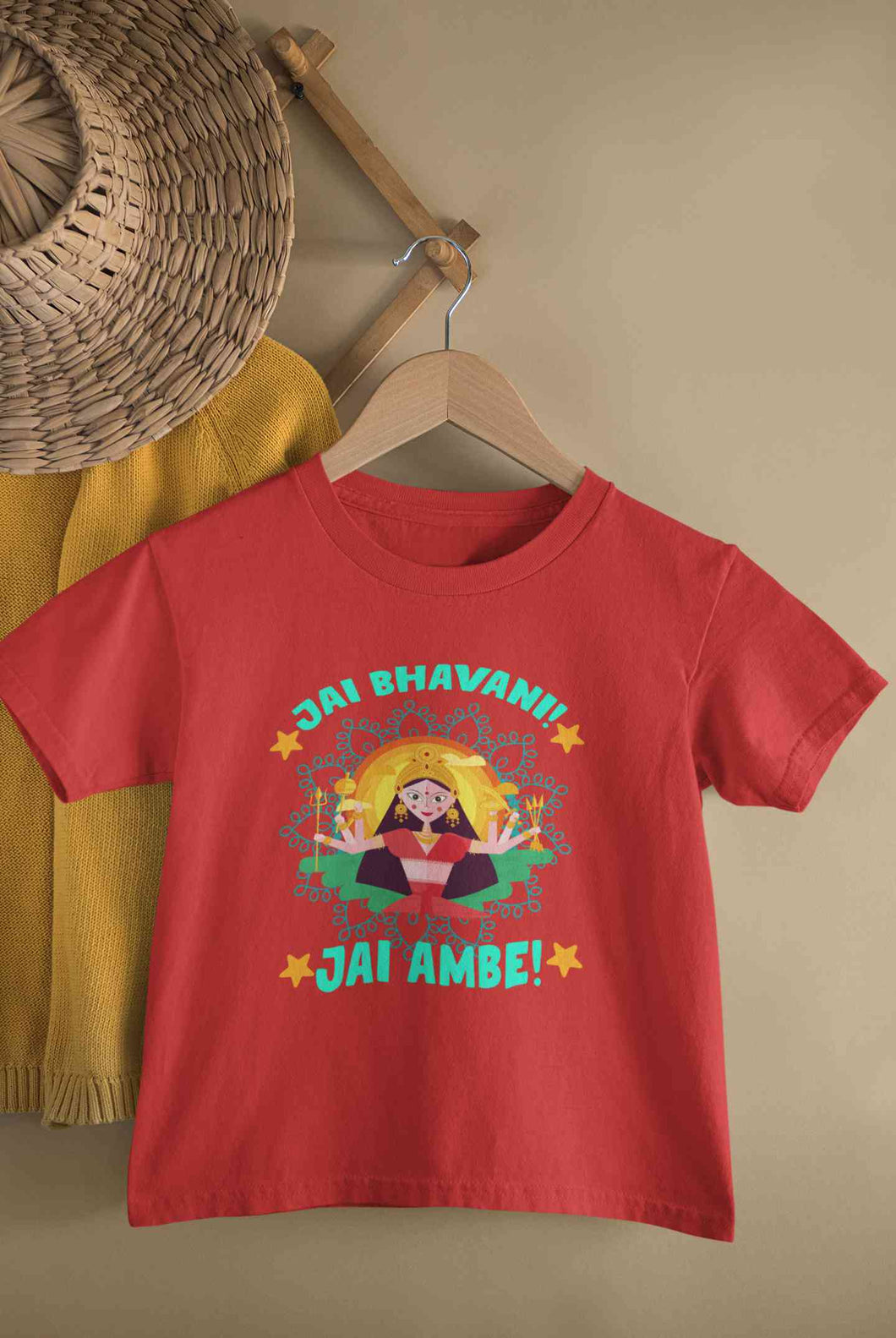 Jai Bhavani Jai Ambe Navratri Half Sleeves T-Shirt for Boy-KidsFashionVilla