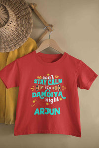 Custom Name Cant Stay Calm It Is Dandiya Night Navratri Half Sleeves T-Shirt for Boy-KidsFashionVilla