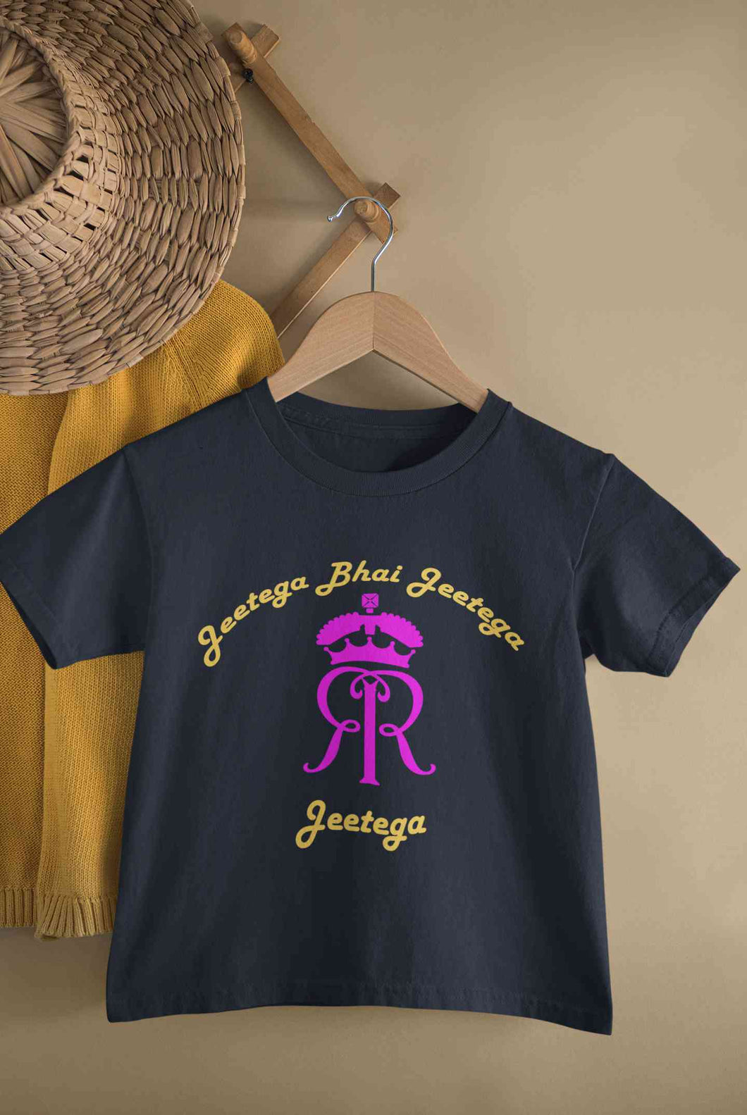 IPL Rajasthan Royals Jeetega Bhai Jeetega RR Jeetega Half Sleeves T-Shirt For Girls -KidsFashionVilla