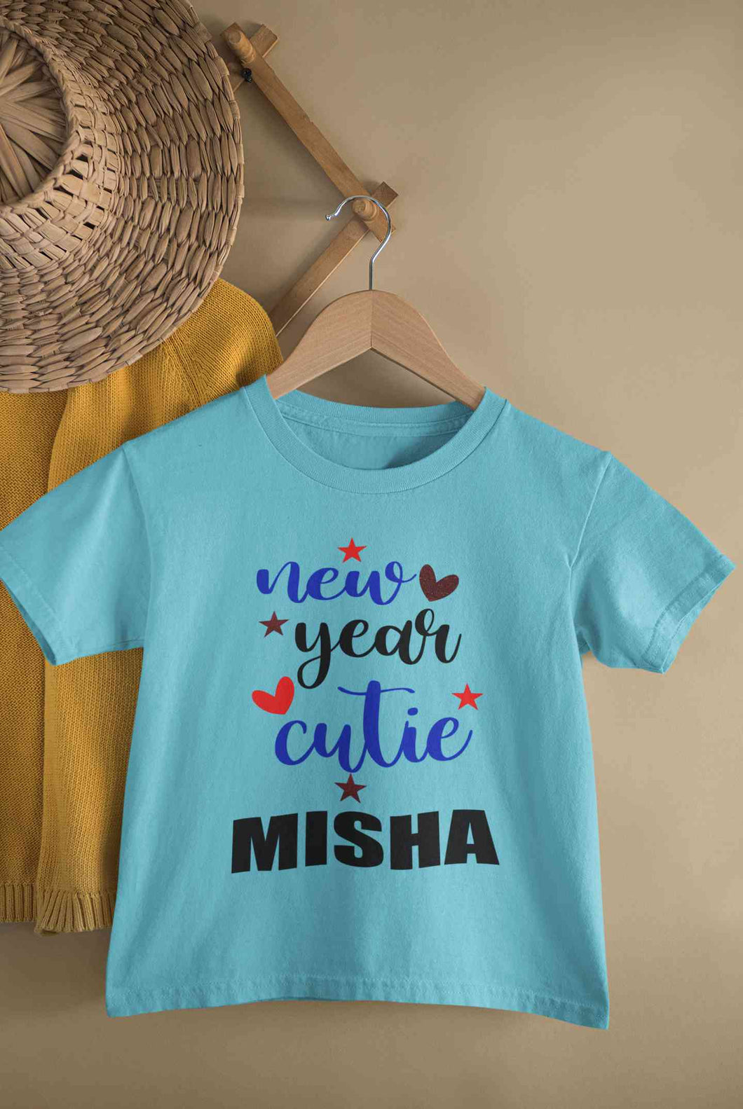 Customized Name New Year Cutie Half Sleeves T-Shirt For Girls -KidsFashionVilla