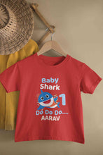Load image into Gallery viewer, Custom Name Baby Shark Do Do Do First Birthday Half Sleeves T-Shirt for Boy-KidsFashionVilla
