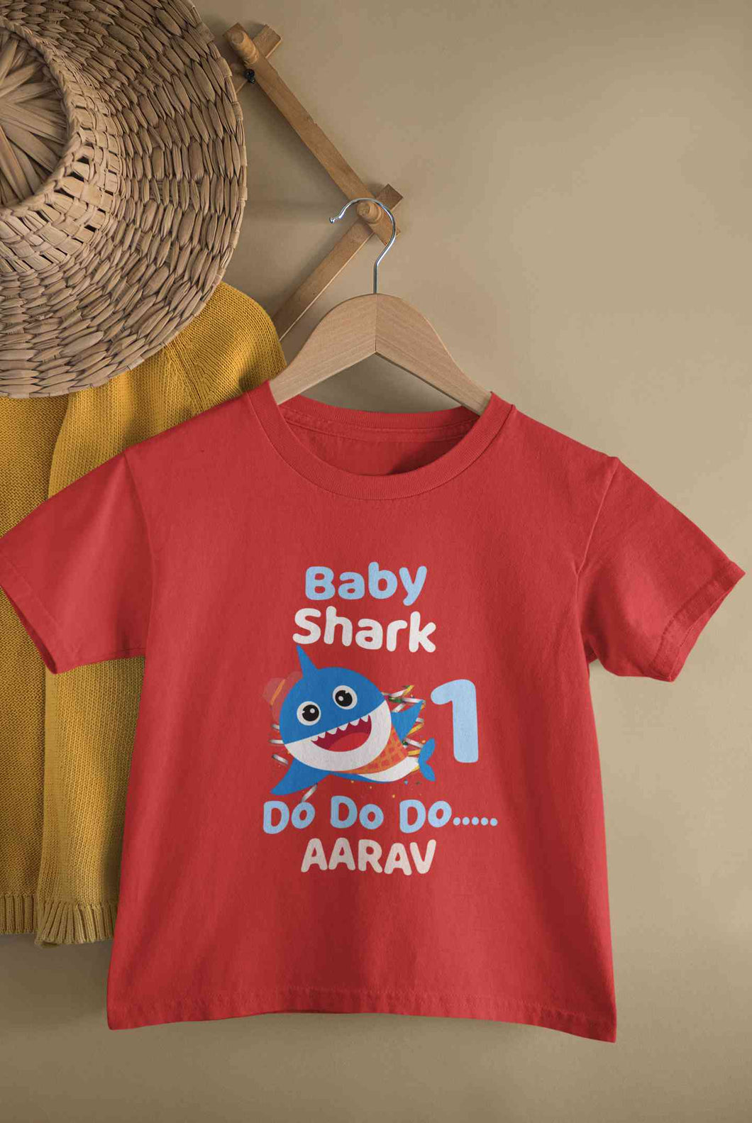 Custom Name Baby Shark Do Do Do First Birthday Half Sleeves T-Shirt for Boy-KidsFashionVilla