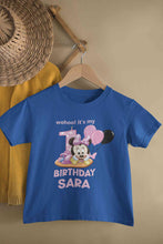 Load image into Gallery viewer, Custom Name Its My First Birthday Half Sleeves T-Shirt For Girls -KidsFashionVilla
