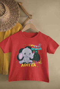 Custom Name My First Diwali Half Sleeves T-Shirt for Boy-KidsFashionVilla