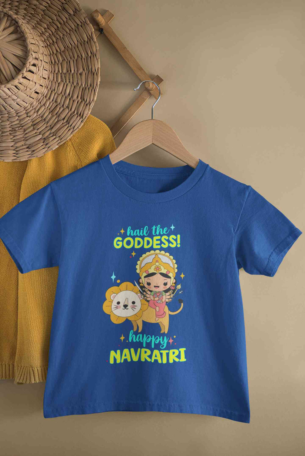 Happy Navratri Half Sleeves T-Shirt For Girls -KidsFashionVilla
