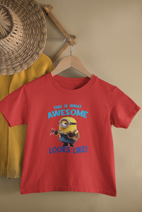 This Is What Awesome Looks Like Minion Half Sleeves T-Shirt for Boy-KidsFashionVilla